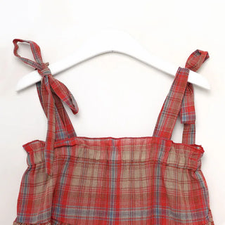 Checked ribbon blouse