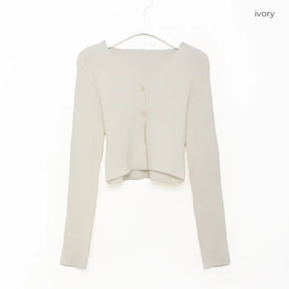 Ribbed two-button cardigan