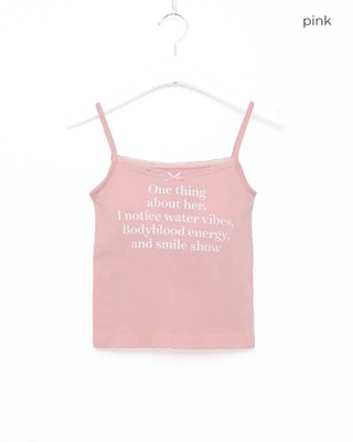 Lettering Lace Neck Bra Camisole