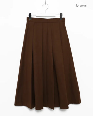 Wide pleated flared long skirt