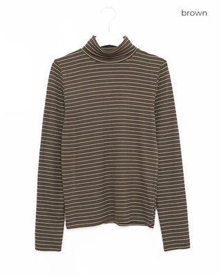 Basic striped turtleneck T-shirt