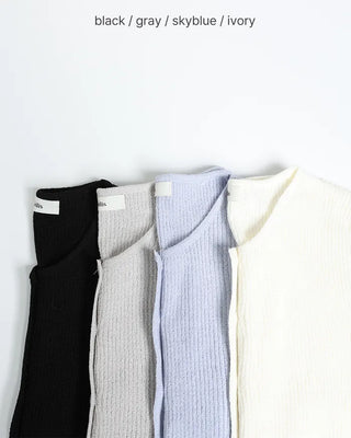 Ribbed Round Neck Slim Cardigan