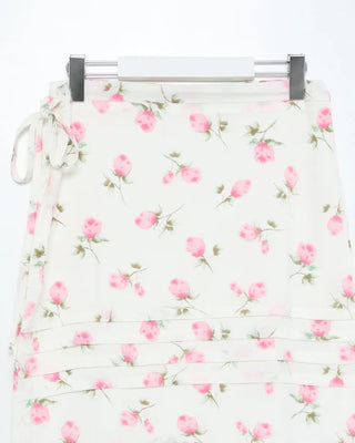 Vintage rose pattern midi skirt