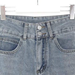 High-waisted bootcut denim pants