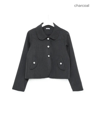Flower Button Round Collar Jacket