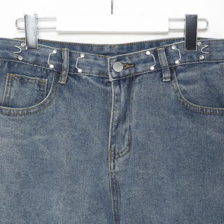 Denim with waist buckle
