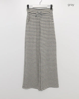 Striped elastic waist easy pants