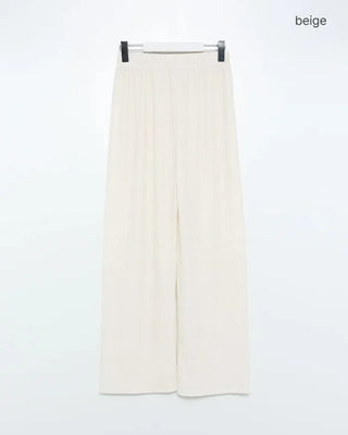 High-neck frilled neck and wide-leg pants set