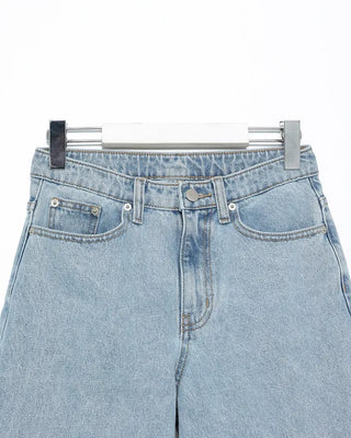 Wide straight light denim pants
