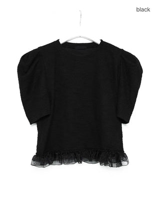 Shoulder puff semi-cropped blouse