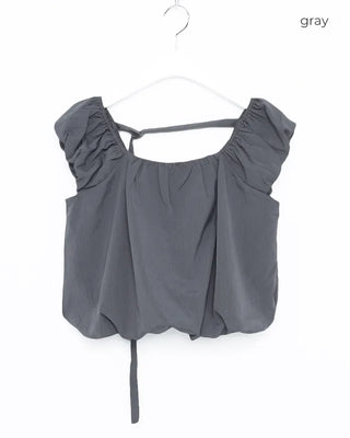 Shoulder puff shirring blouse