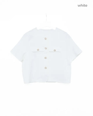 Collarless half-sleeve jacket
