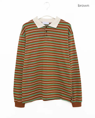 Oversized Striped Polo T-Shirt