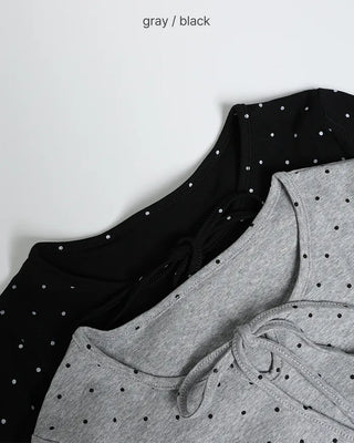 Frilled polka dot T-shirt
