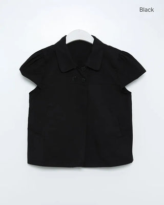 Round collar neck double-button blouse