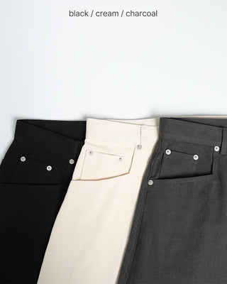 (Unisex) Wide Curved Cotton Pants