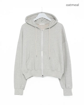 Cropped double-zip hoodie
