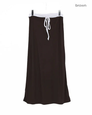 Two-tone string maxi skirt