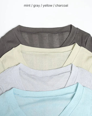V-neck sheer long-sleeve knit