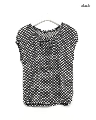 Checked round blouse