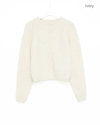 Soft raglan sleeve round neck cardigan