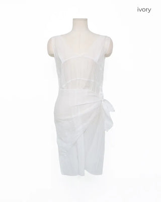 Scarf set sheer layered dress