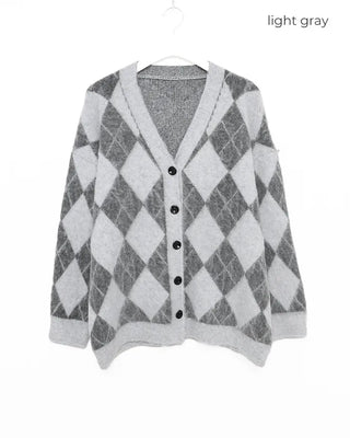 Diamond Pattern Oversized Cardigan
