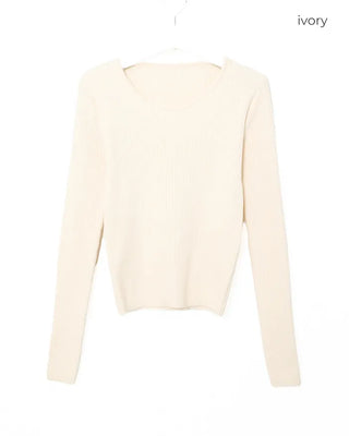 Ribbed U-neck T-shirt