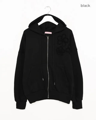 Flower Patch Hooded Zip-Up Hoodie