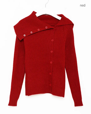 Big collar ribbed knit