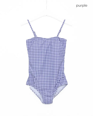 Gingham check one-piece swimwear