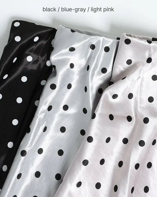 Polka Dot Satin Long Skirt