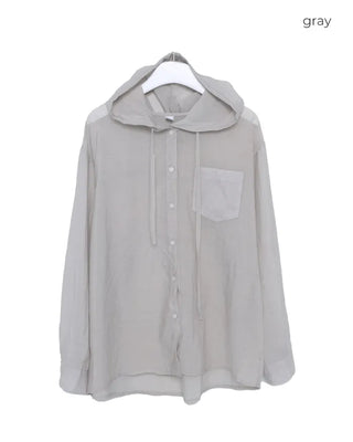 Sheer hooded shirt
