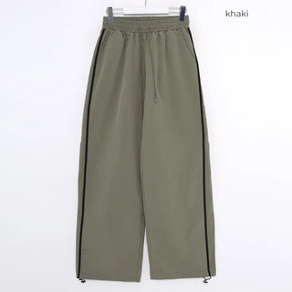 Unisex two-tone wide-leg elastic waist pants