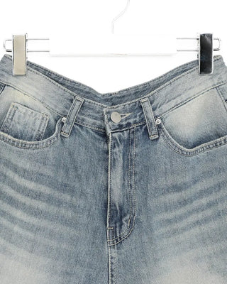 Open detail vintage denim shorts