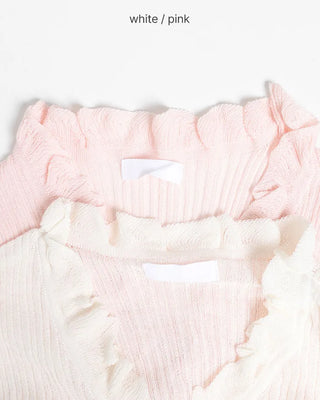 Frilled Crop Point Thermal Cardigan