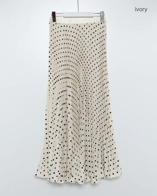 Dot Point Pleated Long Skirt