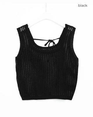 Perforated back ribbon knit sleeveless dress