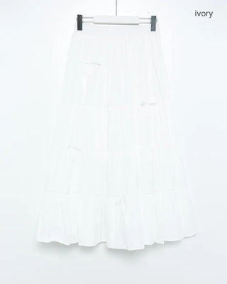 Ribbon detail can-can long skirt