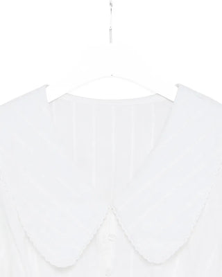 Big collar shirred waist blouse
