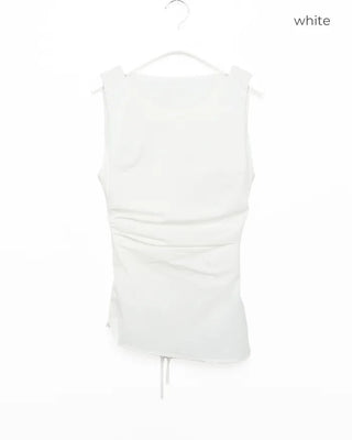 Shirred sleeveless blouse