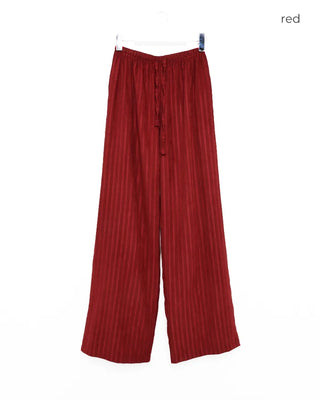 Suede stripe elastic waist pants