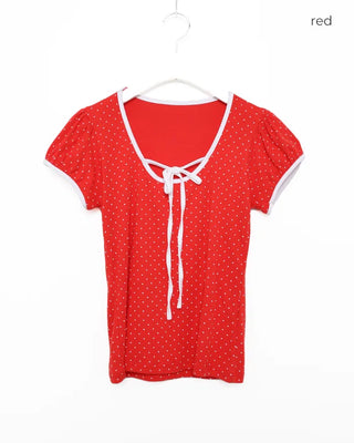 Dot tie half-sleeve T-shirt