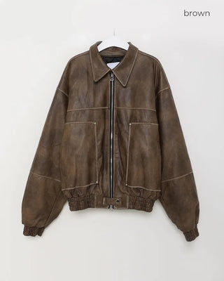 Classic leather short jacket