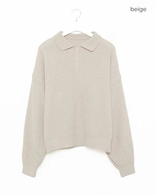 Loose-fit half-zip knit