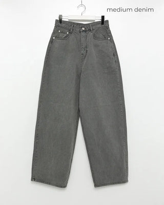 Balloon wide denim pants