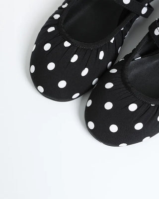 Polka dot strap flat shoes