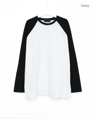 Color Block Raglan Long T-Shirt