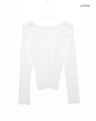 Ribbon sheer long-sleeve T-shirt