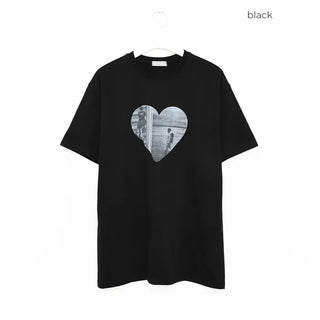 Heart print short-sleeved T-shirt